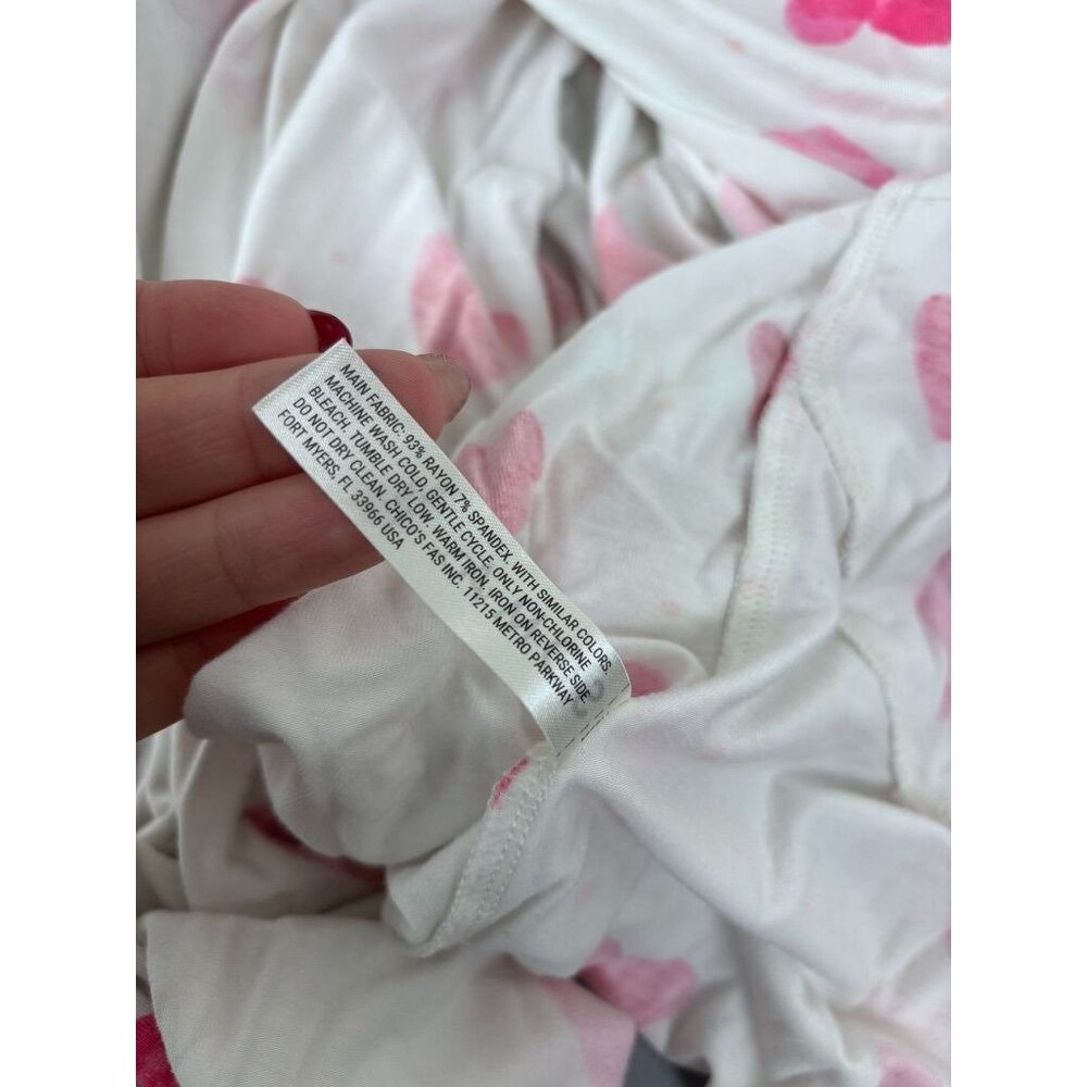 Soma women's large white pink heart print mid length cool nights robe loungewear - Picture 9 of 9